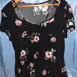 Black floral blouse